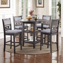 Gia 5 Pc 42" Round Counter Dining Table & 4 Chairs-Gray