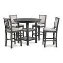 Amy 5 Pc 42" Round Counter Dining Set-Gray