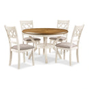 Cori Round Dining 5 Pc Set-Bisque/Brown