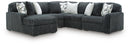 Midnight-Madness Sectional with Chaise - Gunmetal