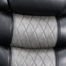 Nikko Console Loveseat W/ Dual Recliners-Black/Gray