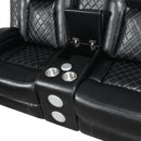 Orion Ii Console Loveseat W/ Dual Recliners-Black