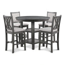 Amy 5 Pc 42" Round Counter Dining Set-Gray