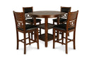 Gia 5 Pc 42" Round Counter Dining Table & 4 Chairs-Brown