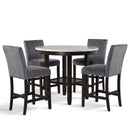 Celeste 42" Round Counter Table-Espresso/Faux Marble