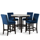 Celeste 42" Round Counter Table-Espresso/Faux Marble