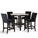 Celeste 42" Round Counter Table-Espresso/Faux Marble