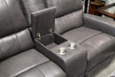 New Classic Furniture Linton Console Loveseat with Power Footrest in Gray