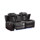 JOSHUA LEATHER CONSOLE LOVESEAT W/ PWR FR & HR-DK BROWN