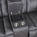 Morello Console Loveseat W/ Dual Recliners-Gray