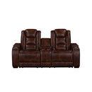 Chester Reclining Console Loveseat W/Pwr Hr & Fr-Brown