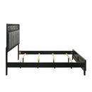 Obsidian 5/0 Q Headboard, Footboard & Slats-Black