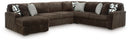 Midnight-Madness Sectional with Chaise - Chocolate