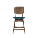 Oscar Counter Chair With Forest Green Cushion-Walnut